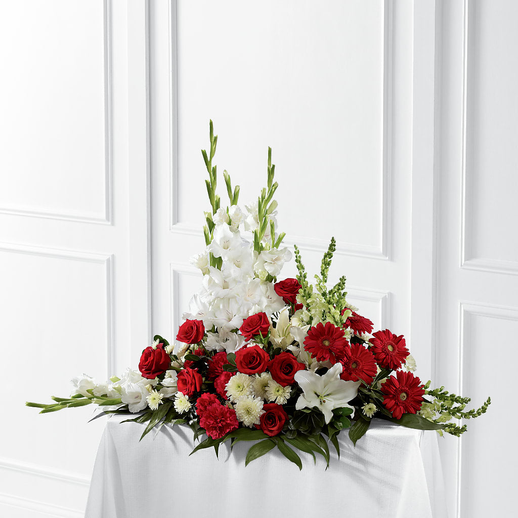Crimson & White Arrangement – Life Of A Flower, Dallas TX