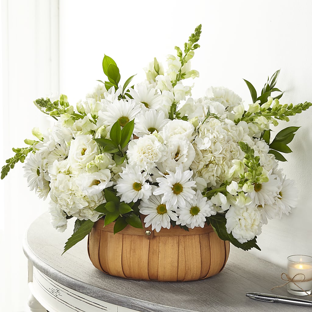 Pure Ivory Basket – Life Of A Flower, Dallas TX