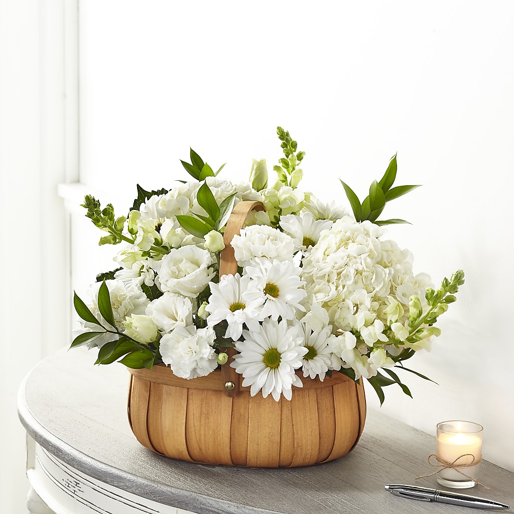 Pure Ivory Basket – Life Of A Flower, Dallas TX