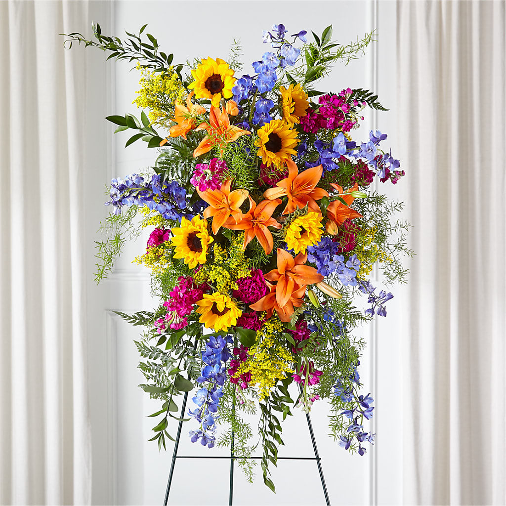 Sunlit Memories Standing Spray (Standard) – Life Of A Flower, Dallas TX