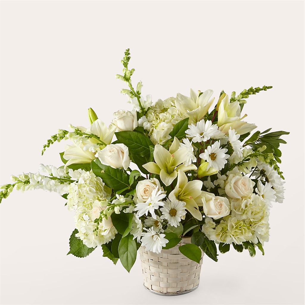 Ivory Elegance Floral Basket – Life Of A Flower, Dallas TX