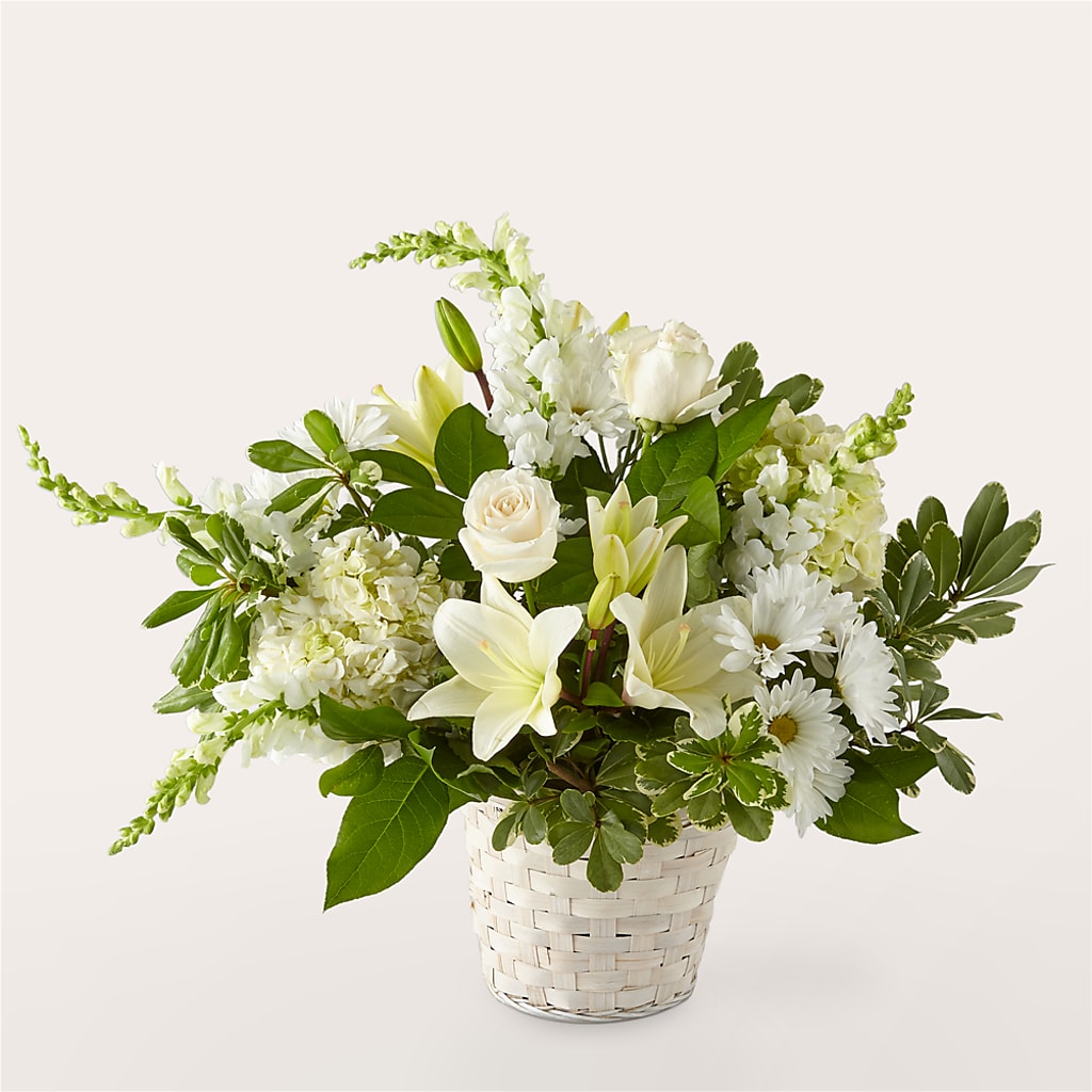 Ivory Elegance Floral Basket – Life Of A Flower, Dallas TX