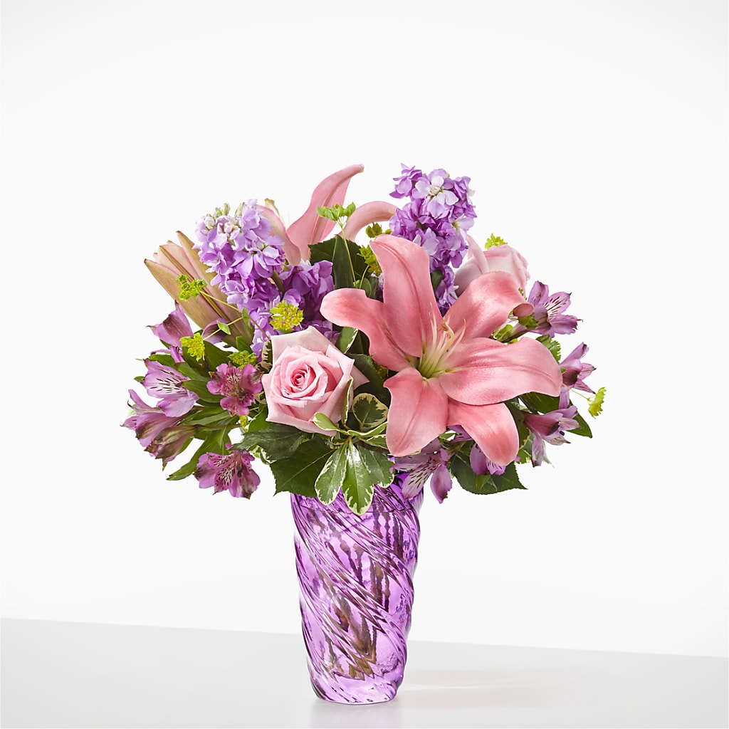 Precious Petals Bouquet with Luxe Swirl Vase – Life Of A Flower, Dallas TX