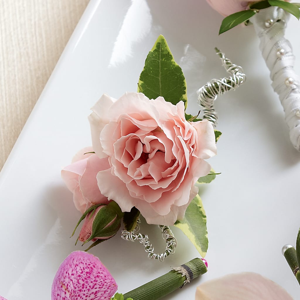 Pink Spray Rose Boutonniere – Life Of A Flower, Dallas TX