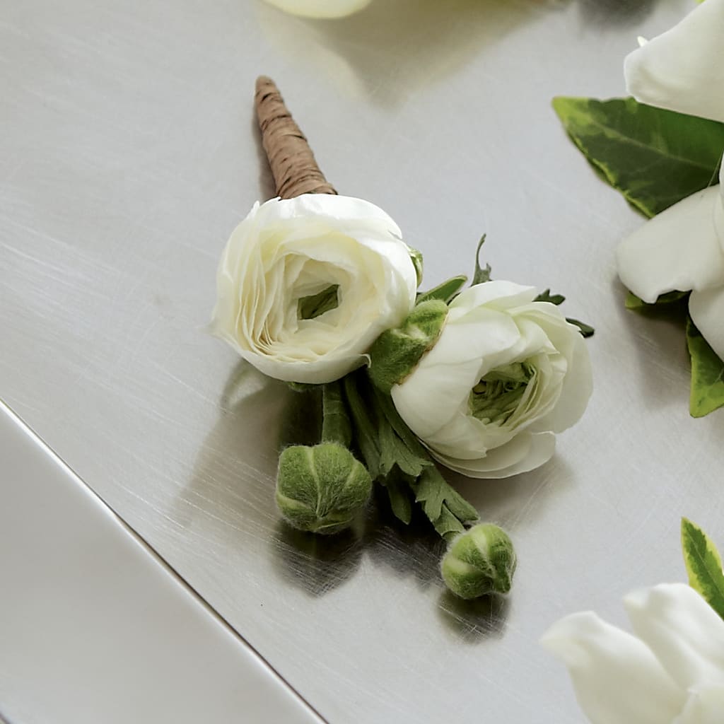 White Ranunculus Boutonniere – Life Of A Flower, Dallas TX