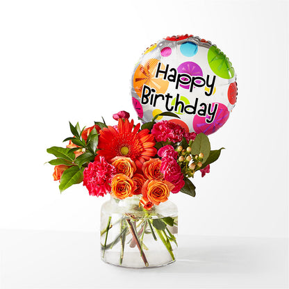 Fiesta Bouquet with Birthday Balloon –  Life Of A Flower, Dallas TX
