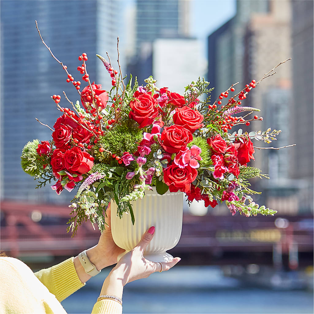 Big Red Bow Bouquet –  Life Of A Flower, Dallas TX