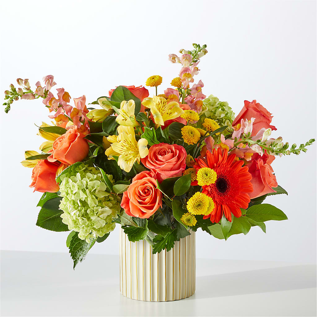 Autumn Sunshine Bouquet with Ivory Vase –  Life Of A Flower, Dallas TX