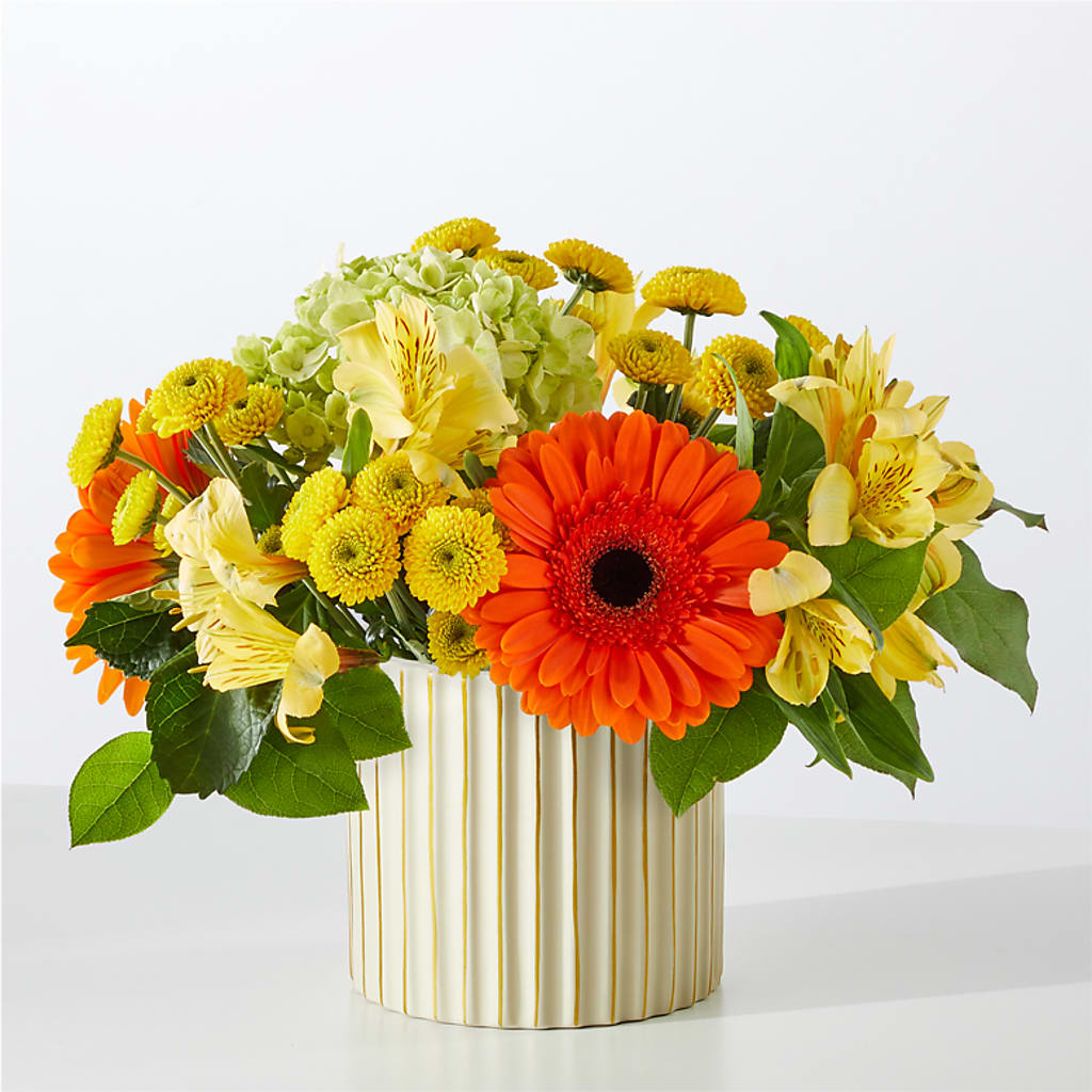 Autumn Sunshine Bouquet with Ivory Vase –  Life Of A Flower, Dallas TX