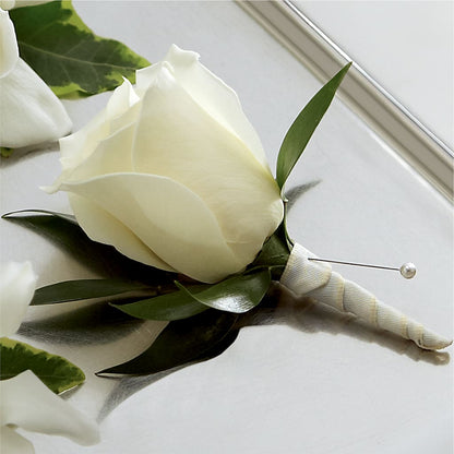 White Rose Boutonniere –  Life Of A Flower, Dallas TX